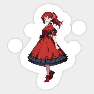 Cute happy anime girl in summer series Sticker